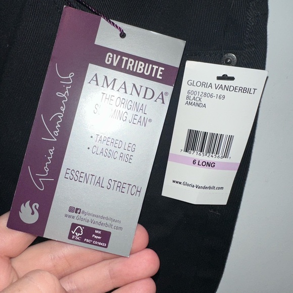 Gloria Vanderbilt Amanda Jean Black Size 6 Long - Picture 2 of 4